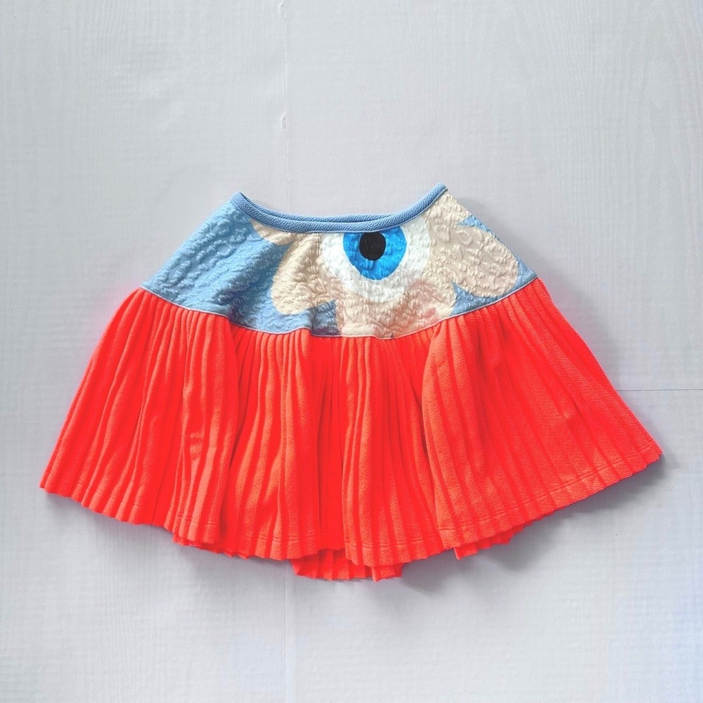 Lanoosh Kids Skirt Eye Graphic Orange Pleated Yoke Kids S (6-7) Made in USA